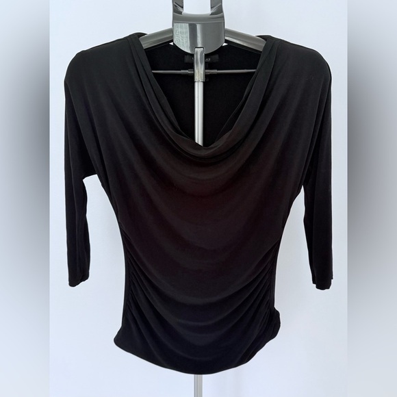 White House Black Market Tops - White House Black Market | Black Ruched Draped 3/4 Sleeve Top | Size M